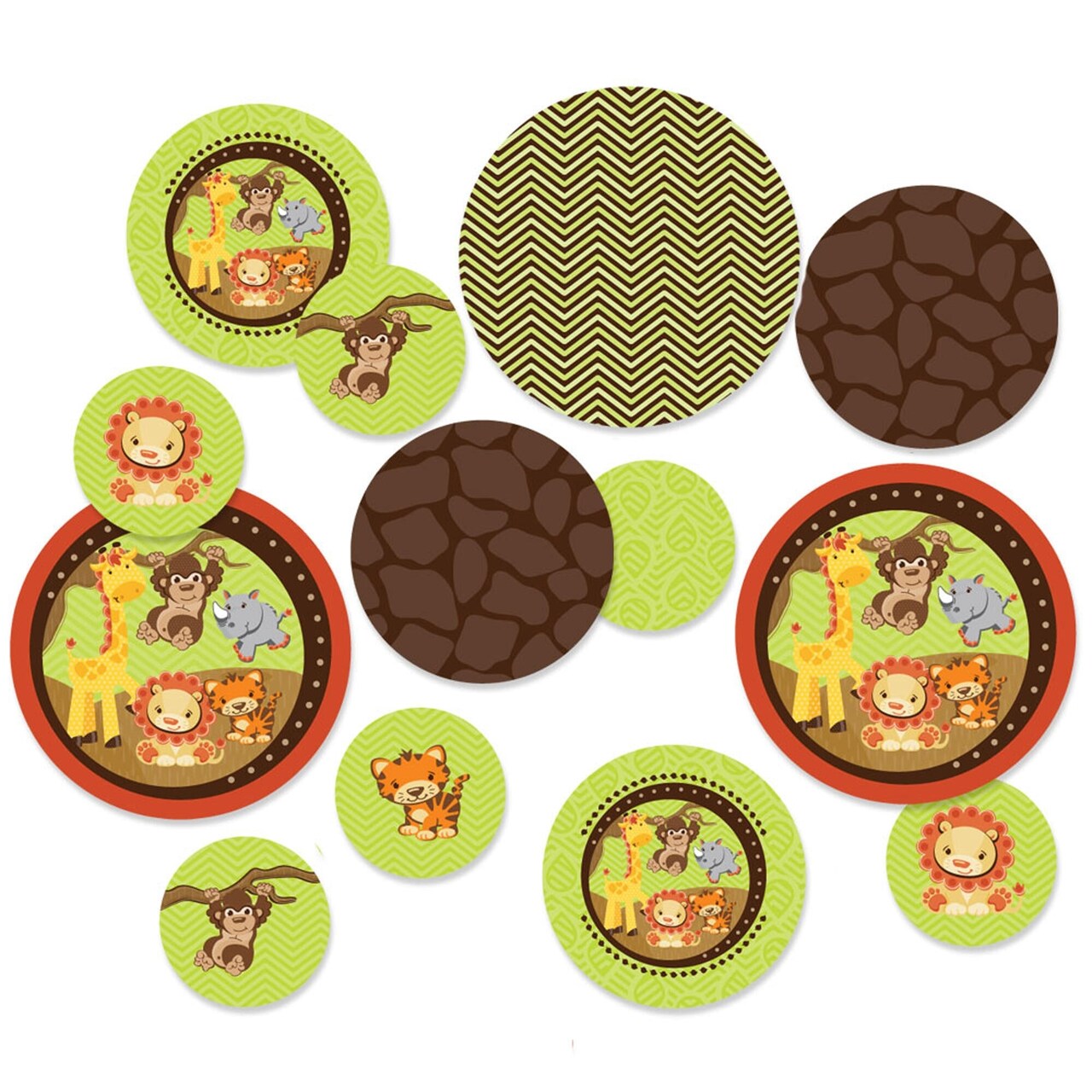 Big Dot of Happiness Funfari - Fun Safari Jungle - Baby Shower or Birthday Party Giant Circle Confetti - Party Decorations - Large Confetti 27 Count